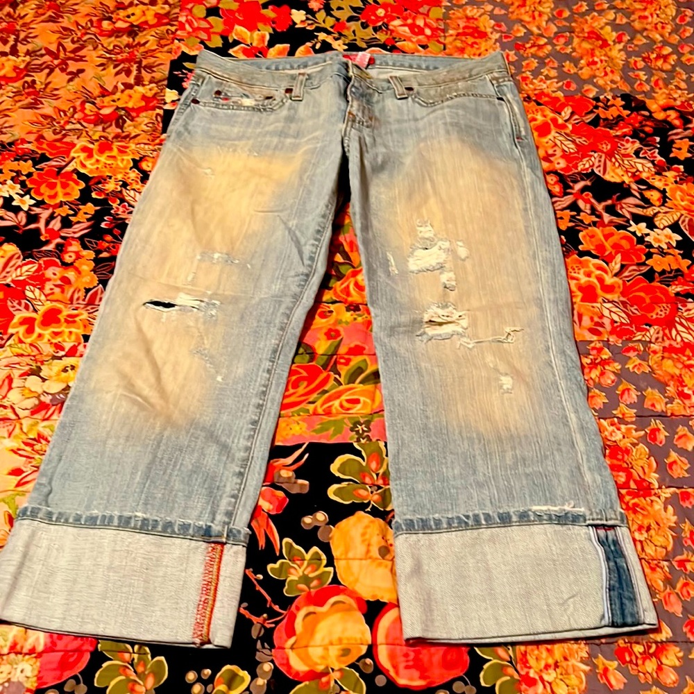 Abercrombie & Fitch distressed style cuffed cropped jeans